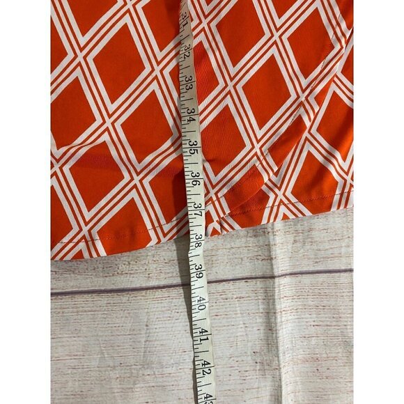 Tracy Negoshain Women's Orange Plaid Short Sleeve Wrap Dress - Large - Picture 6 of 11